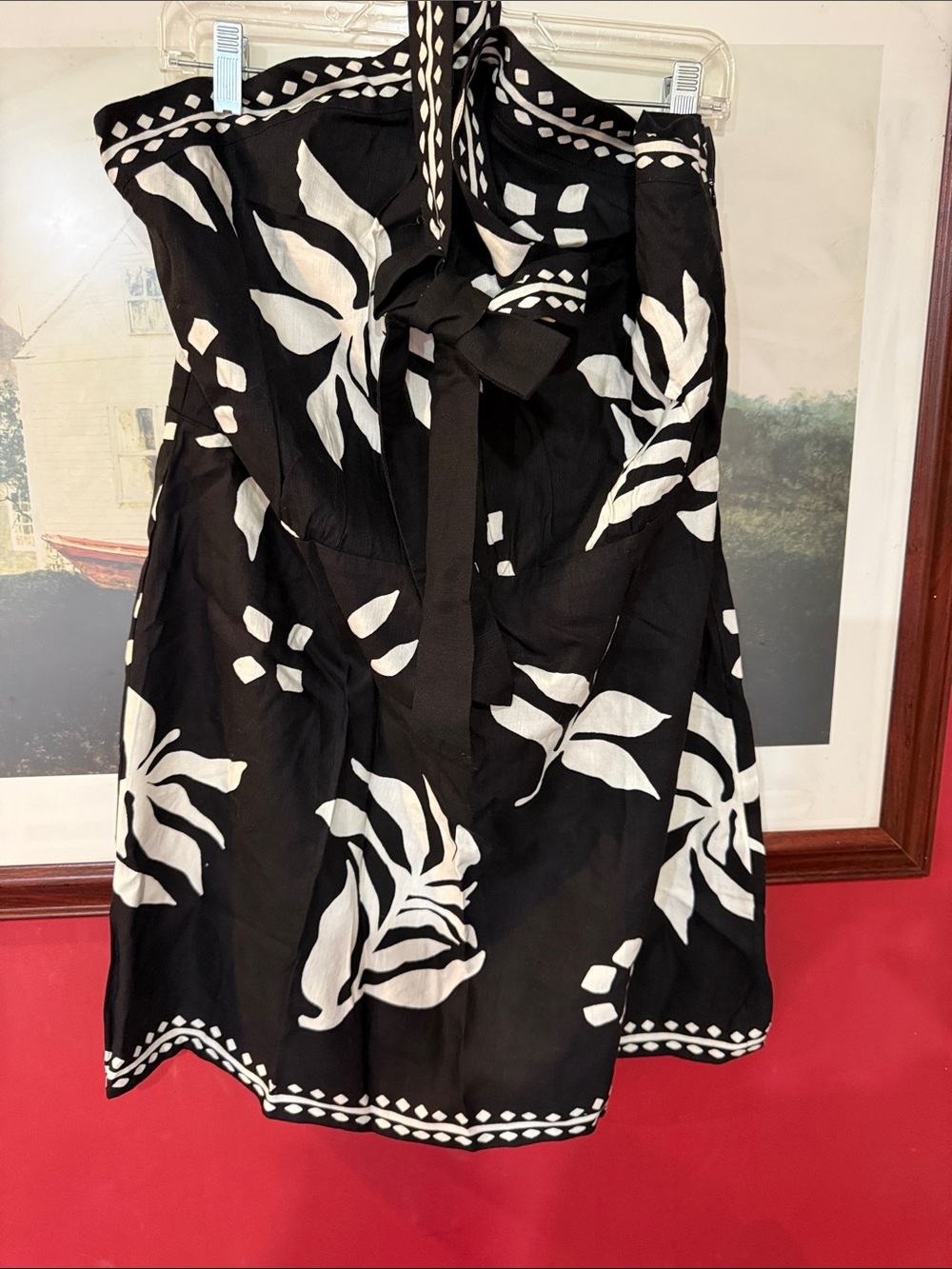 LOFT Black and White Floral Mini Dress